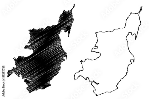 Mors island (Kingdom of Denmark) map vector illustration, scribble sketch Moro map