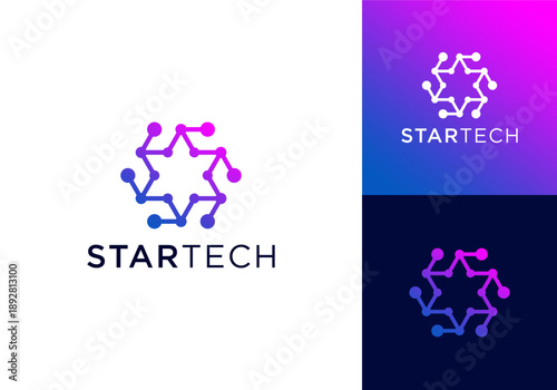 technology star icon logo design vector. technology logo.