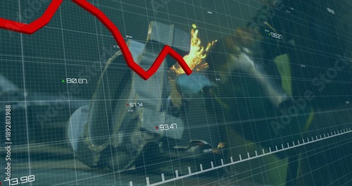 Component under grinding, grinder touching edge, sparks flying, overlay tracking wear for precision