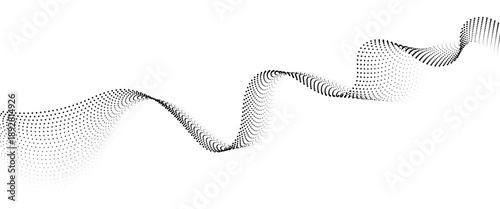 Flowing Dot Wave halftone gradient pattern on transparent background	