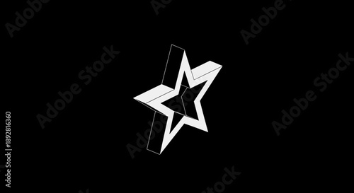 Abstract 3D Star Shape with Sharp Edges and Shadows.