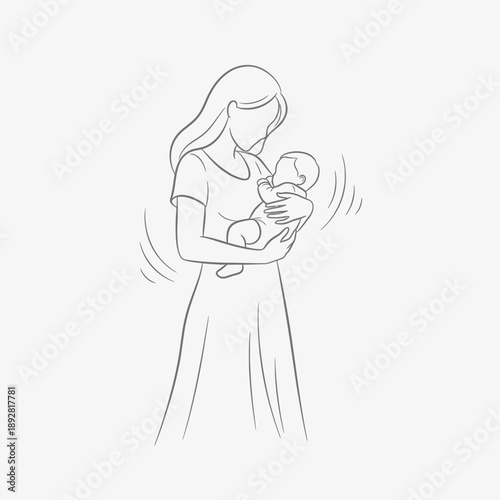 Woman holding baby in tender embrace