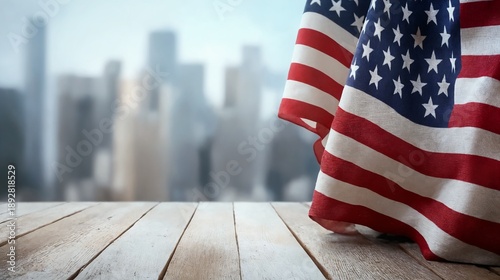 American Flag with City Skyline | Urban Independence Day