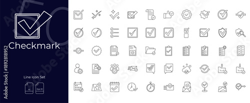 Checkmark Line Editable Icons set