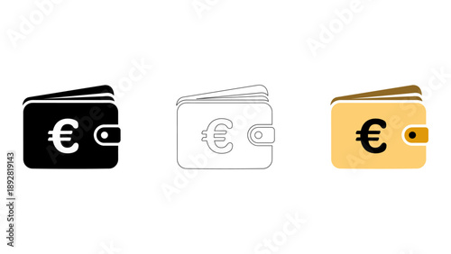 black wallet with Euro symbol on it represents Euro currency balance.