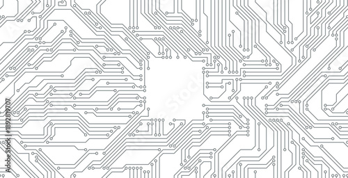 Abstract vector illustration of a seamless computer motherboard technology design.