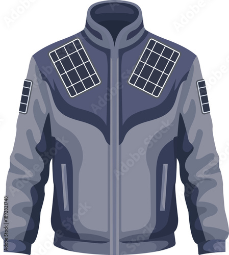 Futuristic solar powered jacket concept illustration