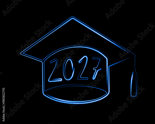 Vector isolated illustration of a graduate hat 2027. College education. Academic level.