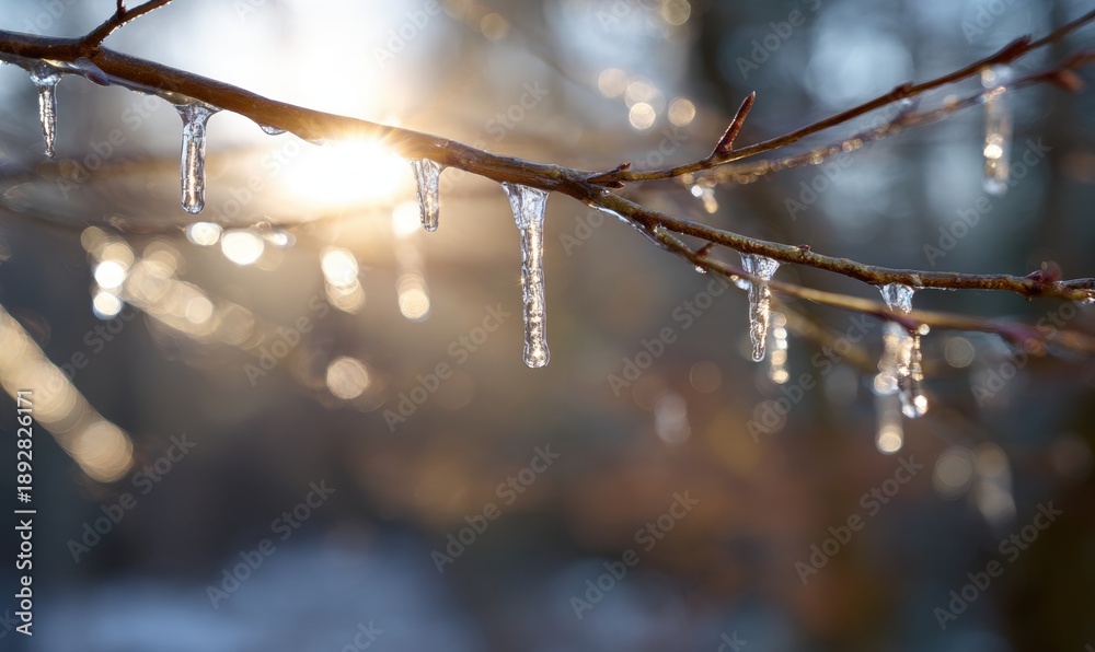 Obraz premium A branch covered in ice