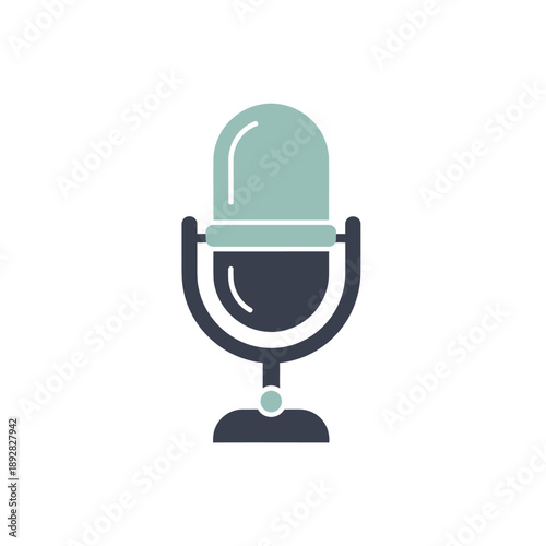 Retro microphone icon, a vintage recording device, symbolizing audio, music, and broadcasting for creative projects