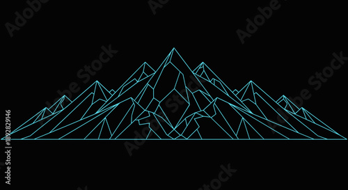 Abstract Geometric Mountain Range Wireframe Illustration.