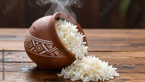 clay pot on wooden background