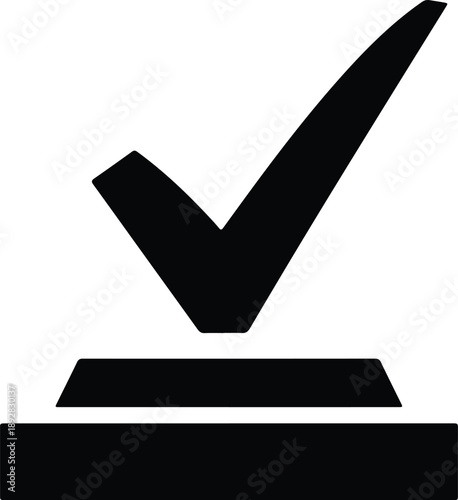 Silhouette checkmark downloading sign on a simple horizontal bar illustration vector