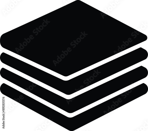 Silhouette modern stack of organized documents or data layers icon illustration vector