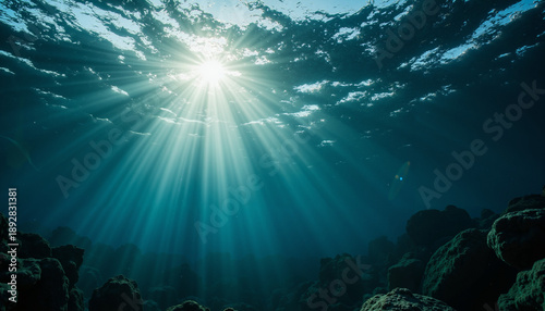 Wallpaper Mural Underwater light rays illuminating ocean floor in realistic detail   Torontodigital.ca