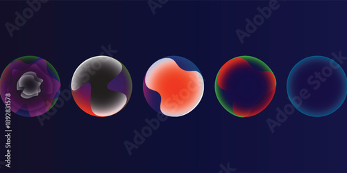 Gradient neon color sphere. Round holographic gradients. Glowing bright liquid gradient shape.blue whit design ilustation, social media. Vector