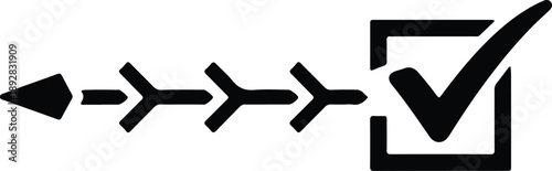 Silhouette successful process workflow complete with checkmark symbol illustration vector