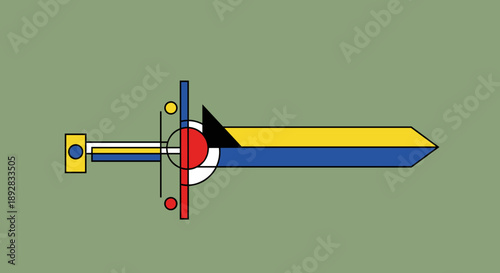 Abstract Geometric Sword Illustration with Bold Colors.