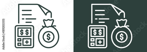 Budgeting Icon White and Black Style Of
