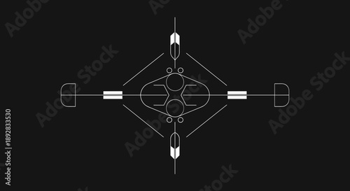 Abstract Geometric Symbol Design with Symmetry and Lines.