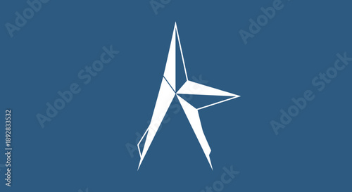 Abstract Geometric Starburst Shape on Blue Background.