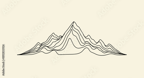 Abstract Mountain Range Outline Drawing Minimalist Style.