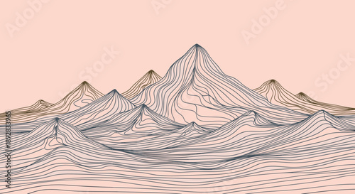 Abstract Mountain Range Wireframe Illustration.