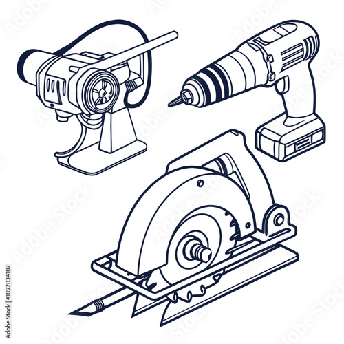 Essential power tools for diy projects Vector