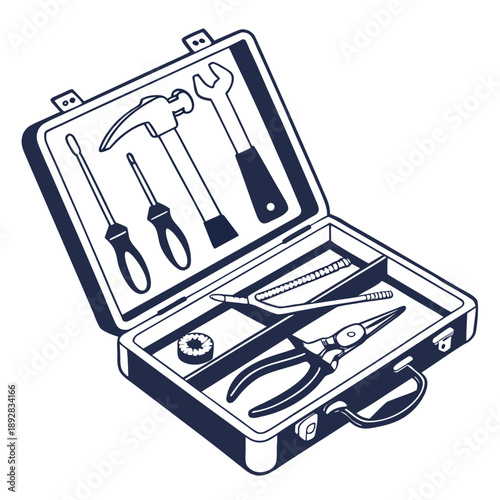Toolbox with assorted tools Vector