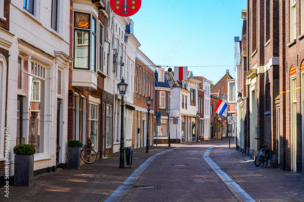 Obraz premium Charming streets and historic architecture in the fortified town of Brielle, South Holland, the Netherlands