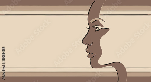 Profile illustration of a woman representing the concept of International Women’s Day  