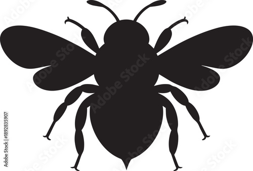 Bumble bee insect silhouette isolated on transparent background for nature conservation icon