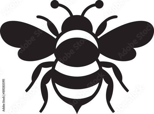 Bumblebee silhouette vector illustration cute chubby insect icon for spring and nature designs