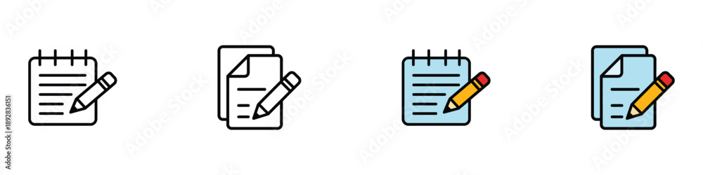 Fototapeta premium Notepad icon set vector. Note, Writing and editing document symbol. vector illustration.