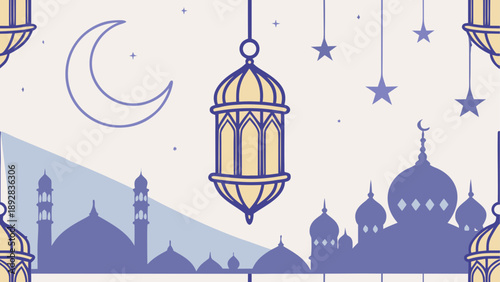 Elegant islamic mosque lantern night sky