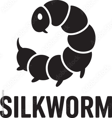 Silkworm vector icon. silhouette of a crawling insect larva on transparent background