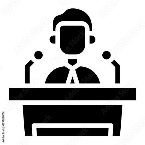 Speech releated democracy, political process, ballots, candidates, debates, results, government, freedom, and civic participation icon glyph style vector illustration