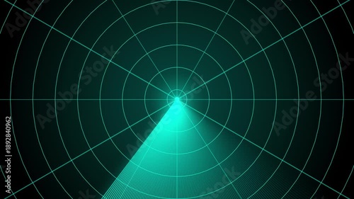 Abstract radar screen digital interface. Futuristic radar screen interface with cyan digital grid and scanning beam. Radar screen showing scan results, multiple targets detected.