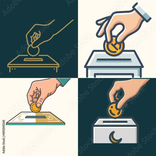 Charity and Donation Concepts: Illustrated Icons Set