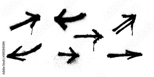 Arrow Grunge Spray Paint Drip Stroke Vector Set