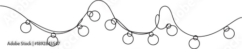 Festoon, garland with bulbs drawing with one editable continuous line.one line vector illustration with white background