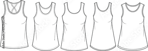 Women wide leg pants technical fashion sketch showing front back and side views, minimal line art trousers design template isolated on white background vector