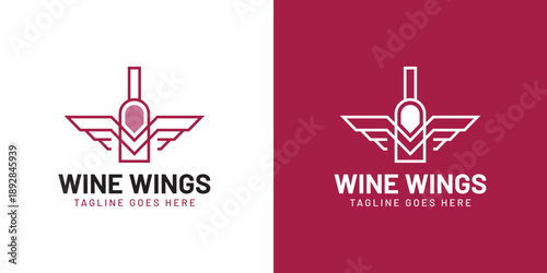 Elegant Wine Bottle Wings Logo Design for Winery Brand