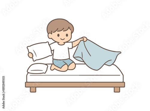 minimal stock vector icon flat clipart muted pastel colors low saturation low contrast simple geometric shapes clean edges consistent proportions minimal facial features kid changing