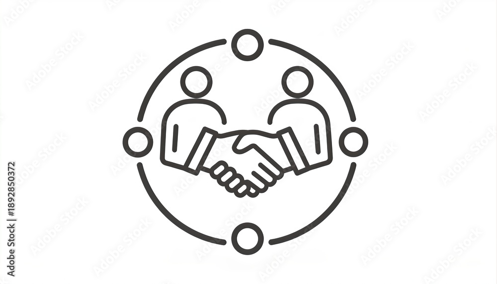 Obraz premium Business partnership and handshake icon in circle for agreement and cooperation concept