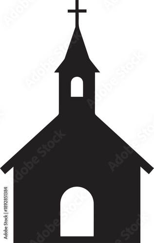 Church building vector silhouette illustration line art isolated on transparent background