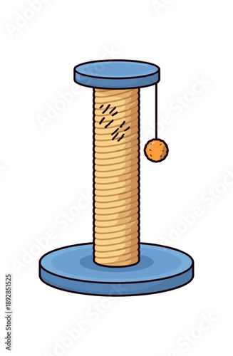 colored flat icon vector illustration isolated on white background cat scratching post with rope texture and tiny claw marks