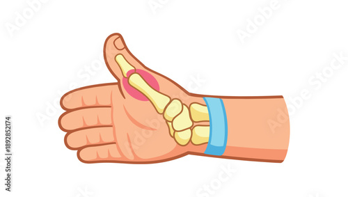 full color icon child hand side view showing thumb joint and wrist simple kids hand structure clean shapes. colored flat icon vector illustration isolated on white background