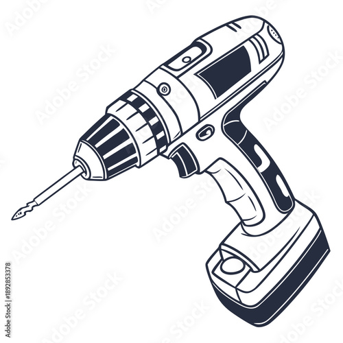 Cordless drill with attached bit