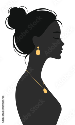   Elegant woman  profile  with jewelry